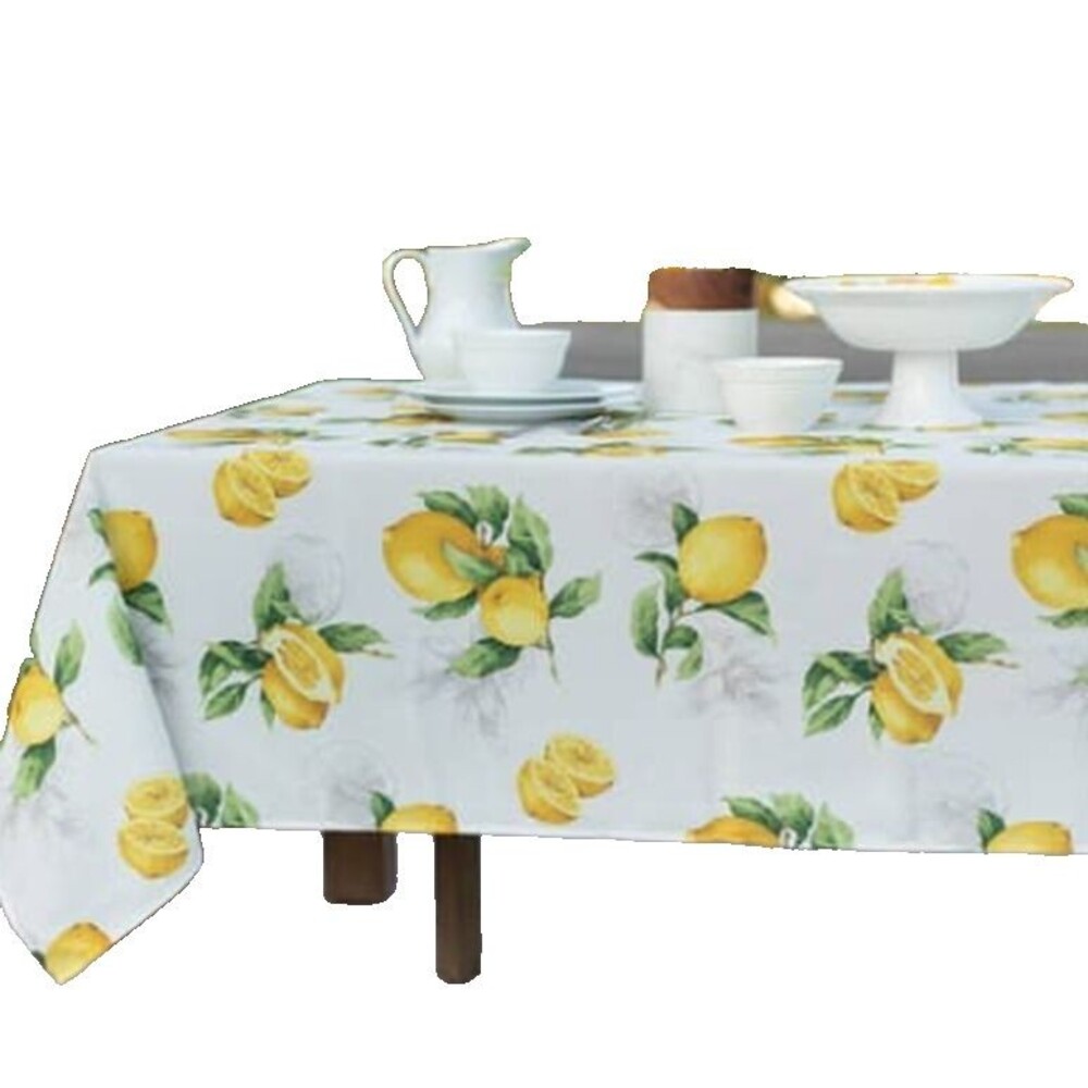 Printed Fabric Spillproof Tablecloth 60"x84" Oblong, CITRUS,LEMONS,LIMONCELLO,BM